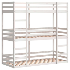 vidaXL fehér tömör fenyőfa háromszintes ágy 90 x 200 cm ágy és ágykellék