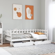 vidaXL fehér tömör fenyőfa kanapéágy fiókkal 90 x 190 cm ágy és ágykellék