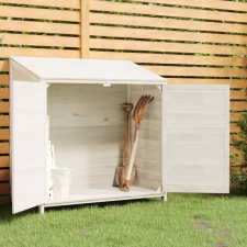 vidaXL fehér tömör fenyőfa kerti fészer 102 x 52 x 112 cm kerti tárolás