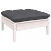 vidaXL fehér tömör fenyőfa kerti lábzsámoly antracitszürke párnával