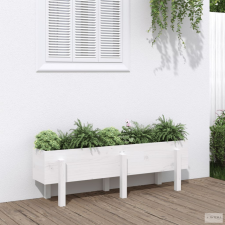 vidaXL Fehér tömör fenyőfa kerti magaságyás 121 x 30 x 38 cm kerti tárolás
