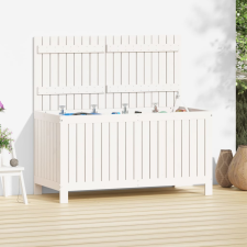 vidaXL fehér tömör fenyőfa kerti tárolóláda 121x55x64 cm kerti tárolás