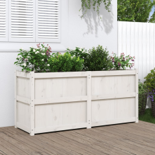 vidaXL fehér tömör fenyőfa kerti virágláda 150x50x70 cm kerti tárolás