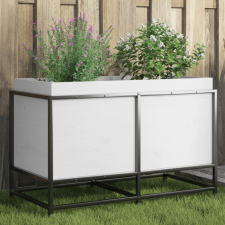 vidaXL fehér tömör fenyőfa kerti virágláda 80 x 40 x 50 cm kerti tárolás