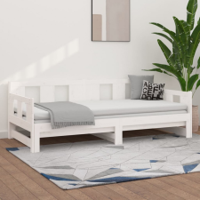 vidaXL fehér tömör fenyőfa kihúzható kanapéágy 2 x (90 x 190) cm ágy és ágykellék