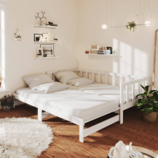 vidaXL fehér tömör fenyőfa kihúzható kanapéágy 2 x (90 x 200) cm ágy és ágykellék