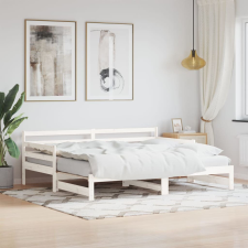 vidaXL fehér tömör fenyőfa kihúzható kanapéágy 90 x 190 cm ágy és ágykellék
