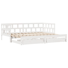 vidaXL fehér tömör fenyőfa kihúzható kanapéágy fiókkal 90x190 cm (3302212) ágy és ágykellék