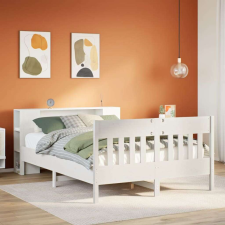 vidaXL fehér tömör fenyőfa könyvespolcos ágy matrac nélkül 120x190 cm ágy és ágykellék