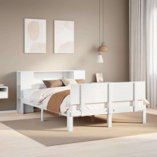 vidaXL fehér tömör fenyőfa könyvespolcos ágy matrac nélkül 120x190 cm ágy és ágykellék