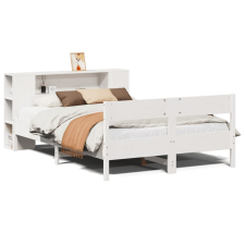 vidaXL fehér tömör fenyőfa könyvespolcos ágy matrac nélkül 120x190 cm (3322961) ágy és ágykellék