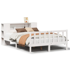 vidaXL fehér tömör fenyőfa könyvespolcos ágy matrac nélkül 120x200 cm (3321656) ágy és ágykellék