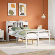 vidaXL fehér tömör fenyőfa könyvespolcos ágy matrac nélkül 135x190 cm ágy és ágykellék