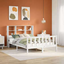 vidaXL fehér tömör fenyőfa könyvespolcos ágy matrac nélkül 140x190 cm ágy és ágykellék