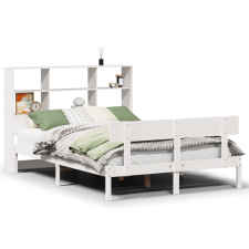 vidaXL fehér tömör fenyőfa könyvespolcos ágy matrac nélkül 140x190 cm (3321801) ágy és ágykellék
