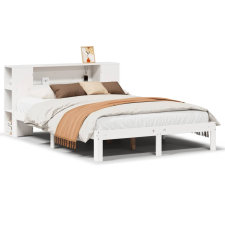 vidaXL fehér tömör fenyőfa könyvespolcos ágy matrac nélkül 140x190 cm (3322512) ágy és ágykellék