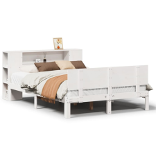 vidaXL fehér tömör fenyőfa könyvespolcos ágy matrac nélkül 140x190 cm (3322629) ágy és ágykellék