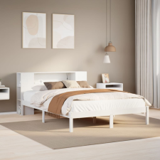 vidaXL fehér tömör fenyőfa könyvespolcos ágy matrac nélkül 140x200 cm ágy és ágykellék