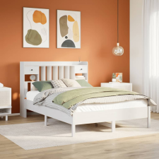 vidaXL fehér tömör fenyőfa könyvespolcos ágy matrac nélkül 140x200 cm ágy és ágykellék