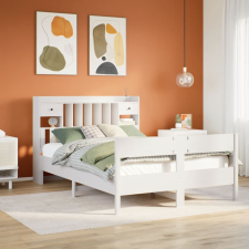 vidaXL fehér tömör fenyőfa könyvespolcos ágy matrac nélkül 140x200 cm ágy és ágykellék