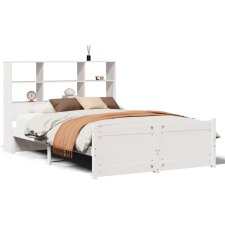 vidaXL fehér tömör fenyőfa könyvespolcos ágy matrac nélkül 140x200 cm (3322472) ágy és ágykellék