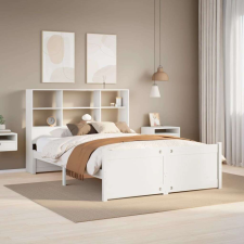 vidaXL fehér tömör fenyőfa könyvespolcos ágy matrac nélkül 150x200 cm ágy és ágykellék