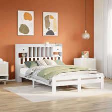 vidaXL fehér tömör fenyőfa könyvespolcos ágy matrac nélkül 150x200 cm ágy és ágykellék