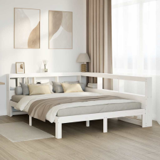 vidaXL fehér tömör fenyőfa könyvespolcos ágy matrac nélkül 150x200 cm ágy és ágykellék