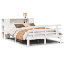 vidaXL fehér tömör fenyőfa könyvespolcos ágy matrac nélkül 150x200 cm (3322713) ágy és ágykellék