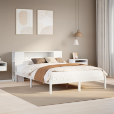 vidaXL fehér tömör fenyőfa könyvespolcos ágy matrac nélkül 160x200 cm ágy és ágykellék