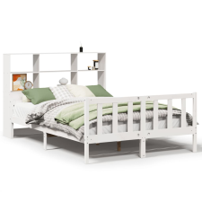 vidaXL fehér tömör fenyőfa könyvespolcos ágy matrac nélkül 160x200 cm (3322138) ágy és ágykellék