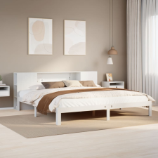 vidaXL fehér tömör fenyőfa könyvespolcos ágy matrac nélkül 180x200 cm ágy és ágykellék