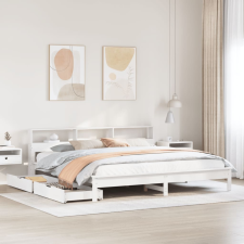 vidaXL fehér tömör fenyőfa könyvespolcos ágy matrac nélkül 180x200 cm ágy és ágykellék