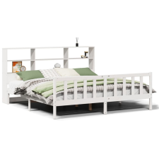 vidaXL fehér tömör fenyőfa könyvespolcos ágy matrac nélkül 180x200 cm (3321711) ágy és ágykellék