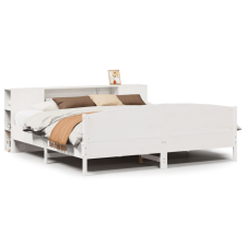 vidaXL fehér tömör fenyőfa könyvespolcos ágy matrac nélkül 180x200 cm (3323057) ágy és ágykellék