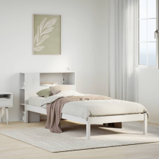 vidaXL fehér tömör fenyőfa könyvespolcos ágy matrac nélkül 75 x 190 cm ágy és ágykellék