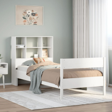 vidaXL fehér tömör fenyőfa könyvespolcos ágy matrac nélkül 75 x 190 cm ágy és ágykellék