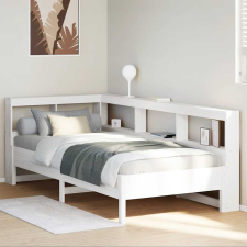 vidaXL fehér tömör fenyőfa könyvespolcos ágy matrac nélkül 75 x 190 cm ágy és ágykellék
