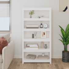 vidaXL Fehér tömör fenyőfa könyvszekrény 80x35x154 cm bútor
