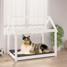 vidaXL Fehér tömör fenyőfa kutyaágy 101x70x90 cm szállítóbox, fekhely kutyáknak