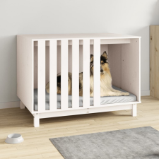 vidaXL fehér tömör fenyőfa kutyaház 100 x 70 x 72 cm szállítóbox, fekhely kutyáknak