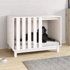 vidaXL fehér tömör fenyőfa kutyaház 90 x 60 x 67 cm szállítóbox, fekhely kutyáknak