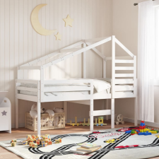 vidaXL fehér tömör fenyőfa magasított ágy tetővel 75 x 190 cm ágy és ágykellék