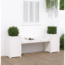 vidaXL fehér tömör fenyőfa növénytartó pad 180x36x63 cm kerti bútor