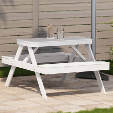 vidaXL fehér tömör fenyőfa piknik asztal 105 x 134 x 75 cm kerti bútor
