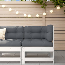 vidaXL fehér tömör fenyőfa sarokkanapé párnákkal kerti bútor