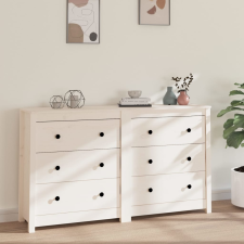 vidaXL fehér tömör fenyőfa tálalószekrény 140 x 35 x 80 cm bútor