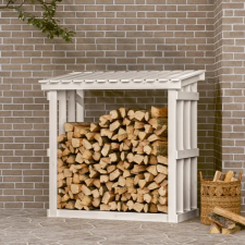 vidaXL Fehér tömör fenyőfa tűzifatartó állvány 108x64,5x109 cm kerti tárolás