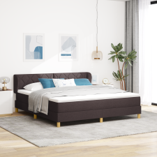 vidaXL Fejvédősámlékkal - Sötétbarna, 180x200 cm, Szövet ágy és ágykellék