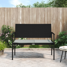 vidaXL fekete 2-személyes polyrattan kerti pad párnával kerti bútor